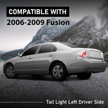 G-PLUS Tail Light Left Side Compatible with Ford Fusion (submodel: S, SE, SEL) 2006-2009 Clear & Red Lens FO2818123C, 6E5Z13405B Faros Traseros Luces TraserasAssembly