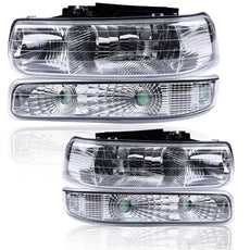 G-PLUS Headlights Assembly for Chevy Silverado Suburban Tahoe 1999-2006 Chrome Housing