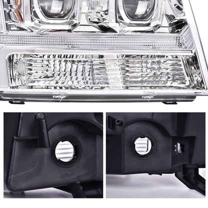 G-PLUS LED Headlights Assembly Fit Chevy Tahoe Avalanche Subarban 1500 2500 2007-2014 DRL Corner Turn Signal Headlamps Set Pair Left & Right Clear Lens Chrome Housing Clear Reflector,faros delanteros