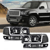 G-PLUS LED DRL Headlights Assembly, Compatible with 1999-2007 GMC Sierra 1500/2001-2007 GMC Sierra 1500 HD Bumper Headlamps, Clear Lens Black Housing Clear Reflector,faros delanteros
