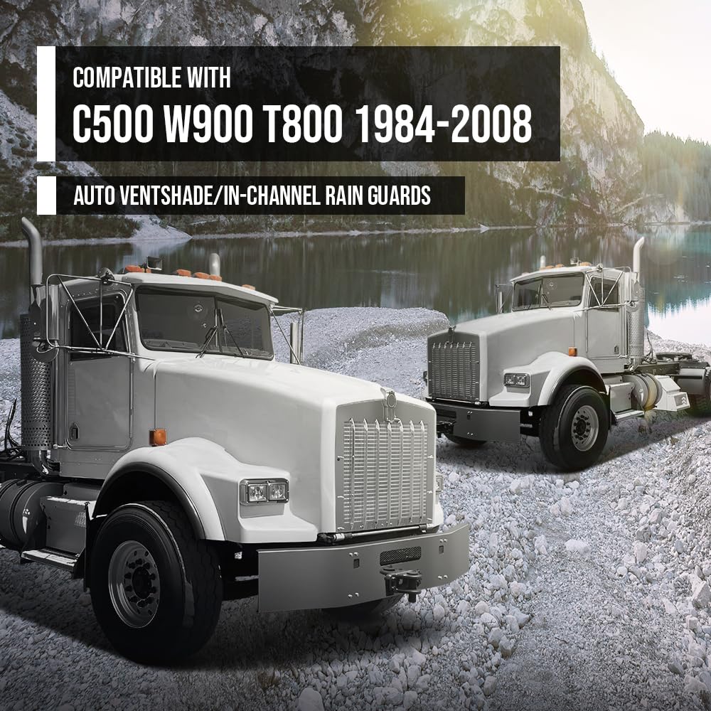 G-PLUS Window Guard Deflectors Compatible with Kenworth C500 W900 T800 Smoky