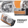G-PLUS Headlights Assembly w/Bulbs Light Bar Right Passenger Side Compatible with Dodge Ram 1500 2006-2008/Fit Dodge Ram 2500 3500 2006-2009 Clear Lens Chrome Housing Amber Reflector 55077794AB
