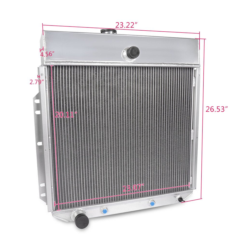 2 Row Core Aluminum Performance Racing Radiator Replacement For Ford F100 F250 F350 Pickup Truck L6 V8 AT/MT 1953 1954 1955 1956