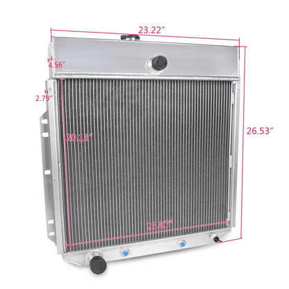 2 Row Core Aluminum Performance Racing Radiator Replacement For Ford F100 F250 F350 Pickup Truck L6 V8 AT/MT 1953 1954 1955 1956