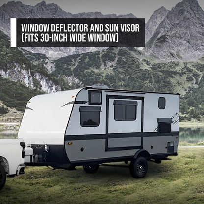 G-PLUS RV Window Deflector and Sun Visor Fit 30 inch Wide Window Smoke