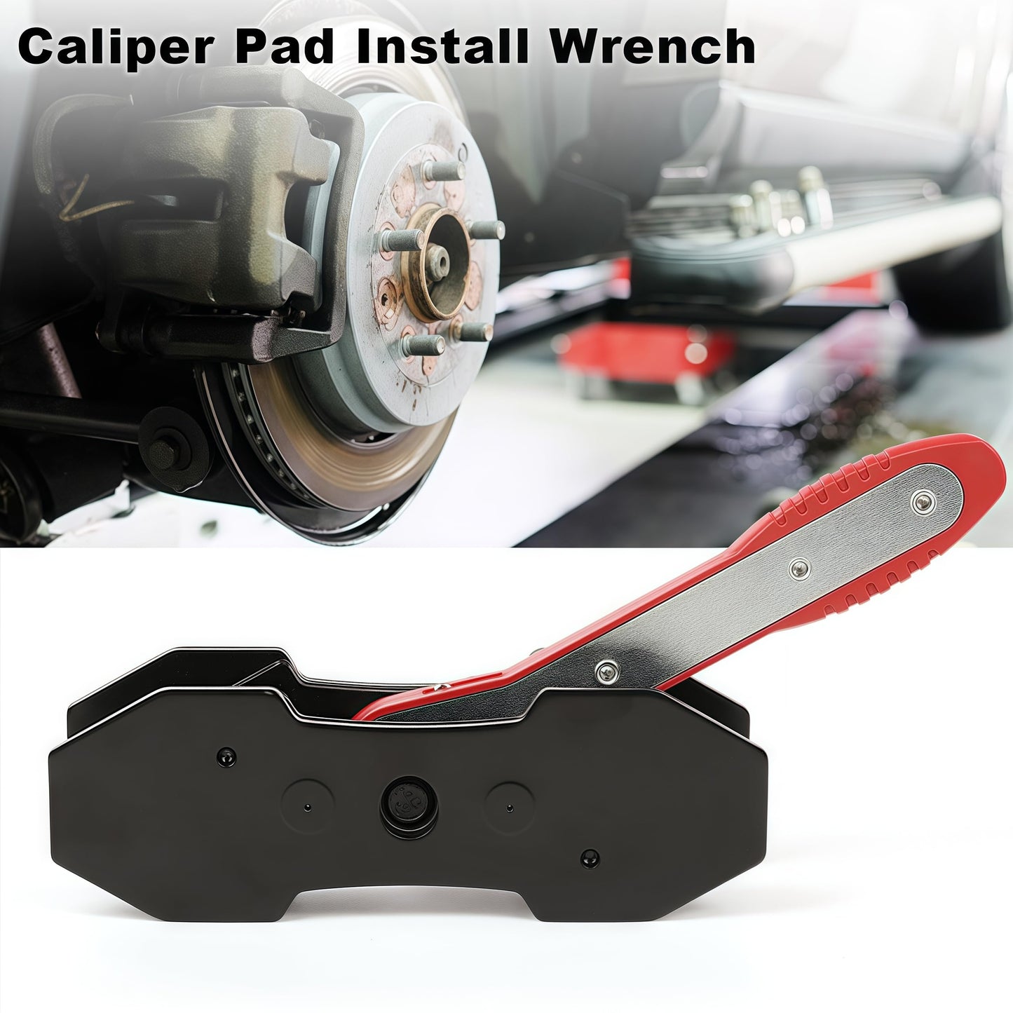 G-PLUS 360° Brake Caliper Press Tool with 2 Groups Steel Plates,4 in 1 Universal Disc Ratchet Brake Caliper Tool,Ratchet Piston Spreader Automotive Tools Car Brake Repair & Instalation Red