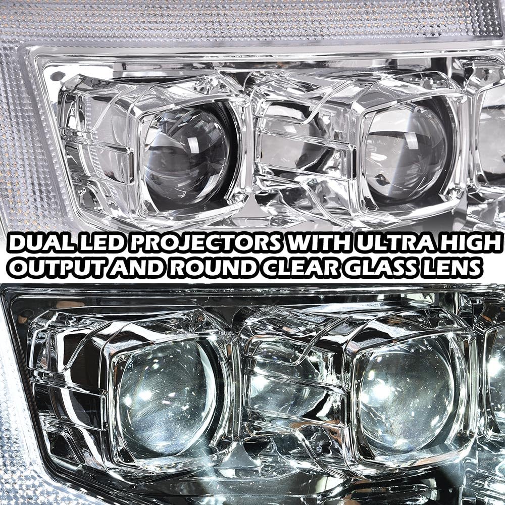 G-PLUS Headlights LED DRL Compatible with Ford F150 2009-2014 Headlamps Pair Left & Right Tube Dual Projector Clear Lens Chrome Housing Clear Reflector,faros delanteros