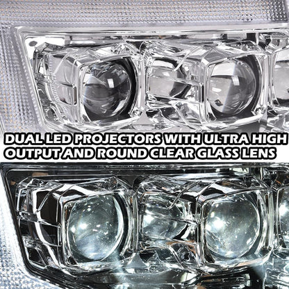 G-PLUS Headlights LED DRL Compatible with Ford F150 2009-2014 Headlamps Pair Left & Right Tube Dual Projector Clear Lens Chrome Housing Clear Reflector,faros delanteros