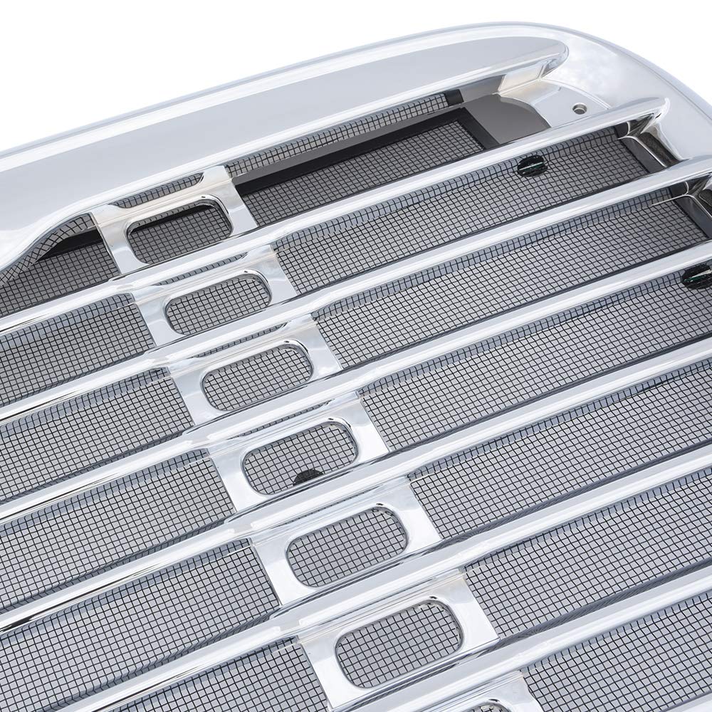 Compatible For Freightliner Columbia 2000-2008 Chrome Triple Plated Front Hood Radiator Grill Grille With Bug Screen Replaces A1715251002 A1715251003