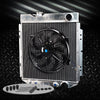62mm Aluminum Racing Radiator Replacement + 14" Radiator Cooling Fan Compatible For Ford Mustang 2.8-4.7 V8 6cyl AT/MT 1964 1965 1966