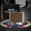G-PLUS Universal 15 Row AN10-10AN Aluminum Engine Transmission Oil Cooler Kit + Oil Hose End Kit