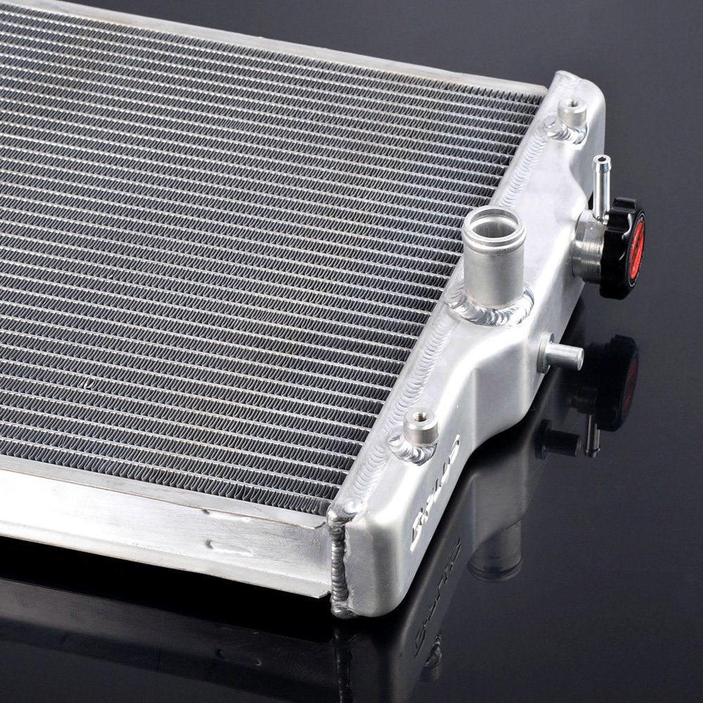 G-PLUS 3 Row 52mm Aluminum Cooling Racing Radiator Stop Leak Compatible with Honda Civic 1992-2000 EK EG D15 D16 in/Out 28mm