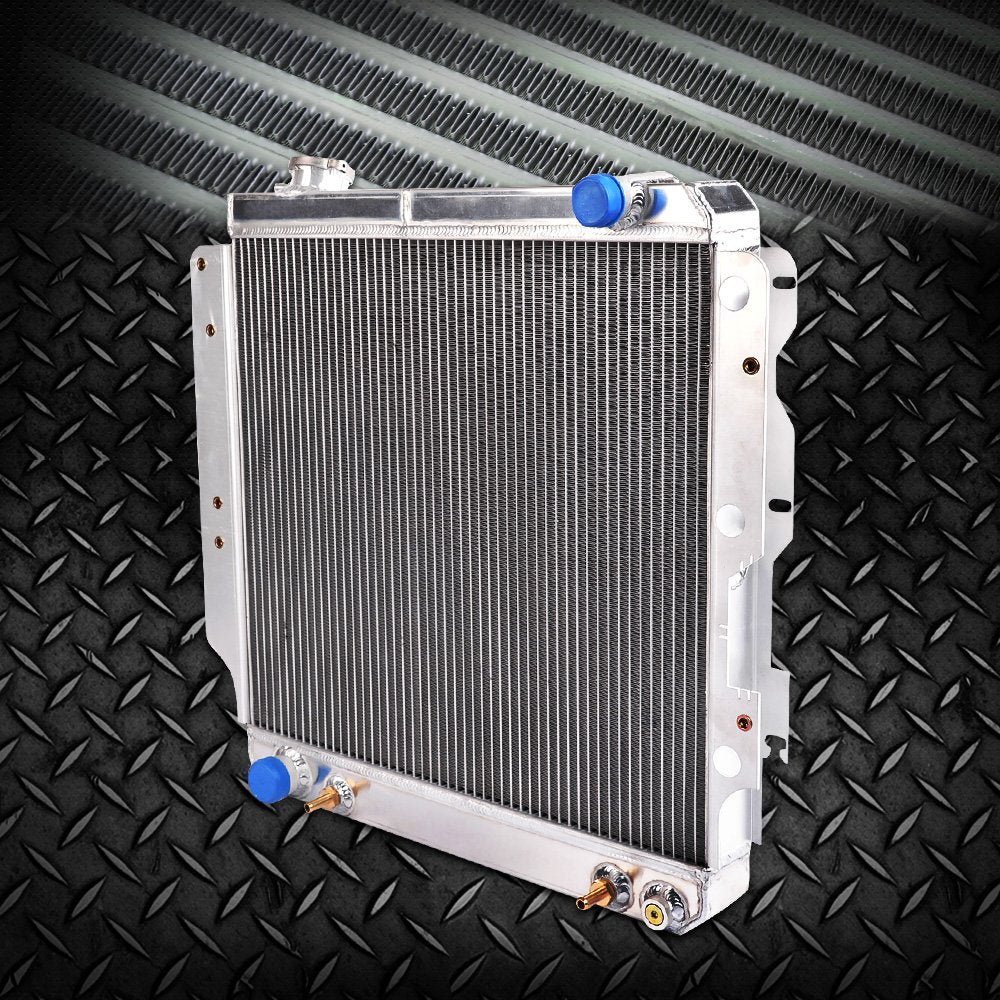 G-PLUS 2 Row Core Full Aluminum Racing Performance Radiator Replacement For 1987-2006 Jeep Wrangler YJ TJ 2.4L-4.2L 2.5L 4.0L L4 L6 Silver